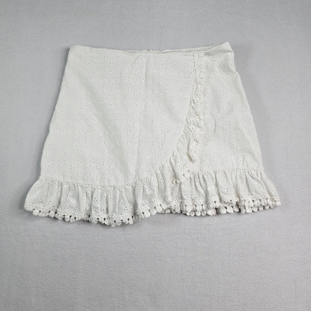 Lilly Pulitzer White Broderie Anglaise‎ Ruffle eyelet Skirt Shorts Lined Women 8